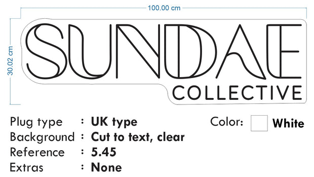 Custom neon - Sundae Collective - White Neon- incl Shipping and 2yrs Warranty