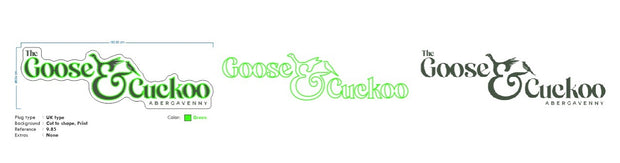 Custom Neon - The Goose and Cuckoo - 150x48cm - Green + Print  - Remote dimmer and Delivery