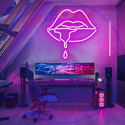 Dripping lips Neon Sign | Light Office Living Room Interior Design, Neon sign wall art,Neon sign wall decor