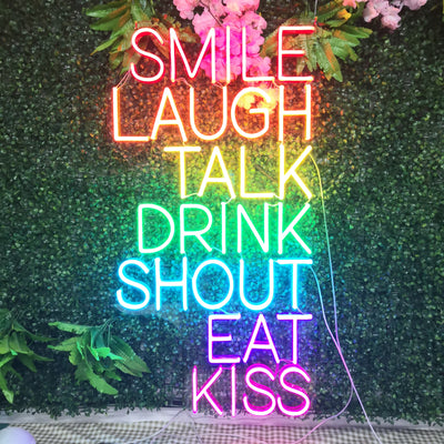 Smile Laugh Talk Drink Shout Eat Kiss Neon Sign, Living room decoration, Neon Bar sign, Bar decoration