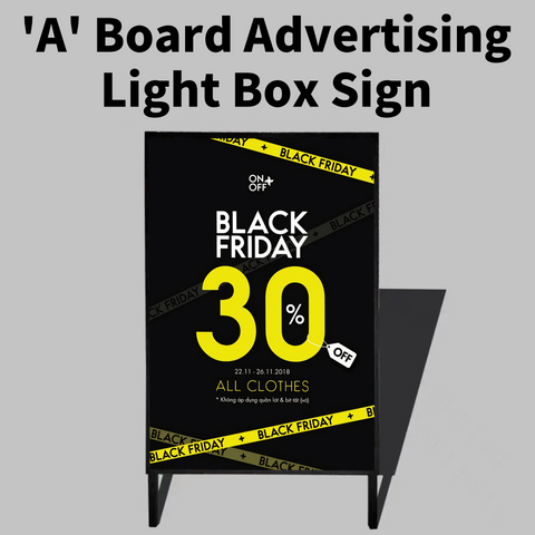 Floor-standing Display Vertical Poster 'A' Board Advertising Light Box Sign for Shops