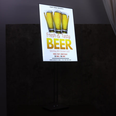 Floor-standing Display Vertical Poster Advertising Light Box Sign with Double Poles for Shops