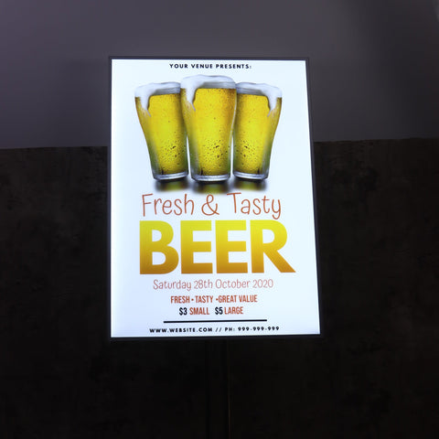 Floor-standing Display Vertical Poster Advertising Light Box Sign with Double Poles for Shops