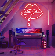 Dripping lips Neon Sign | Light Office Living Room Interior Design, Neon sign wall art,Neon sign wall decor