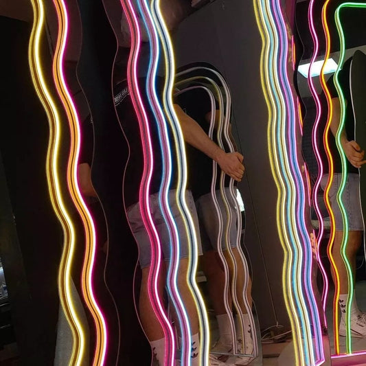 Wavy LED Neon Mirror - Multicolour