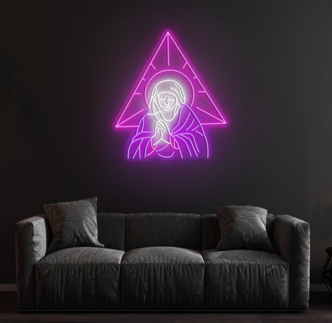Glory Mary neon - 70x62cm (28inch) - Cool White/Purple/Hot pink Free dimmer and delivery