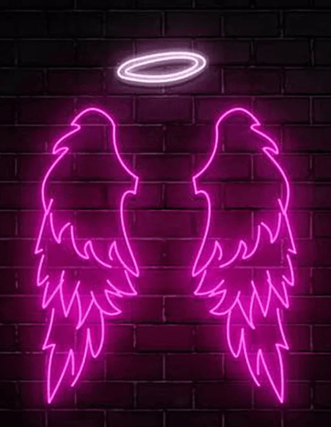 Angel Wings and Halo neon sign custom, Angel Wings neon sign, Nimbus neon, Angel neon sign, Angel Wings and Nimbus neon sign, Photo zone - Neon On Demand