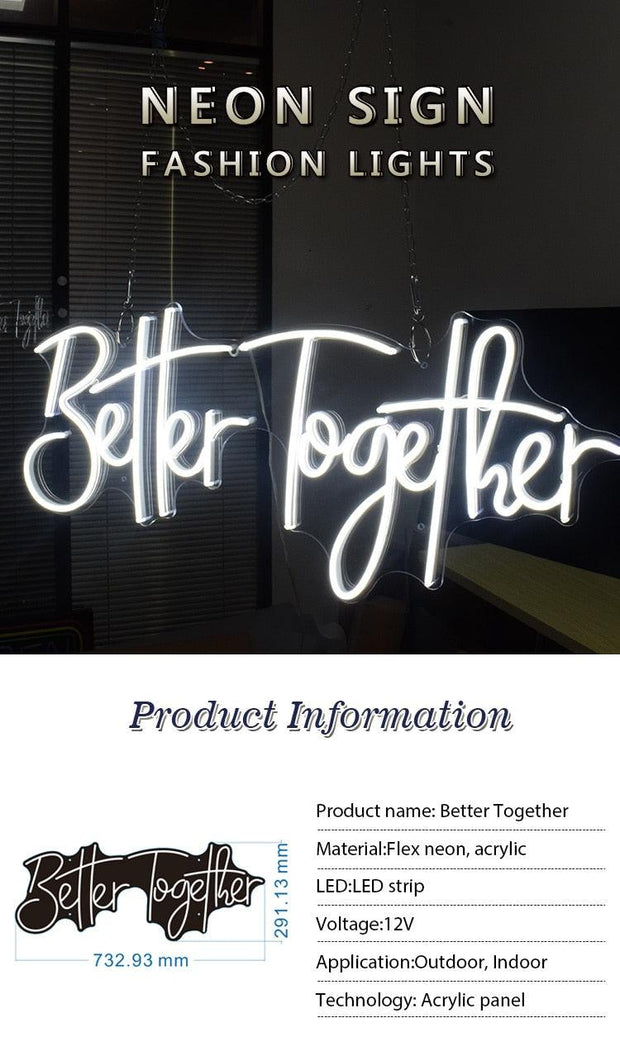 Better Together Custom Neon Sign for Home Decor-Custom Neon Sign - Neon On Demand