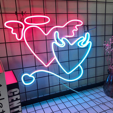 Custom Logo Devil and Angel 3D Led Flex Transparent Acrylic Plexiglass Neon Sign - Neon On Demand