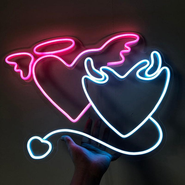 Custom Logo Devil and Angel 3D Led Flex Transparent Acrylic Plexiglass Neon Sign - Neon On Demand