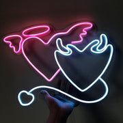 Custom Logo Devil and Angel 3D Led Flex Transparent Acrylic Plexiglass Neon Sign - Neon On Demand