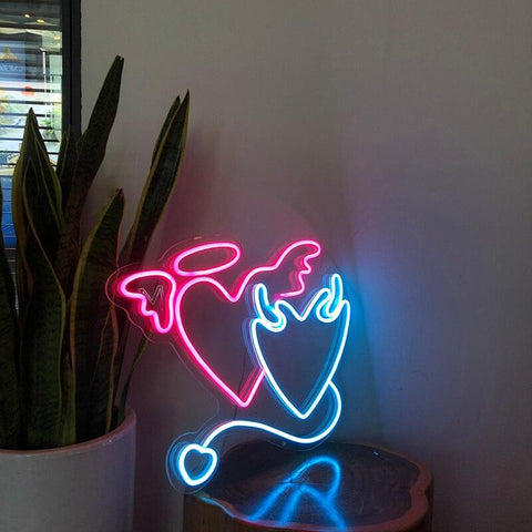 Custom Logo Devil and Angel 3D Led Flex Transparent Acrylic Plexiglass Neon Sign - Neon On Demand