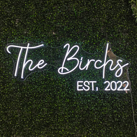 Entering Est. Sign Wedding Neon Sign with EST Year – Neon On Demand