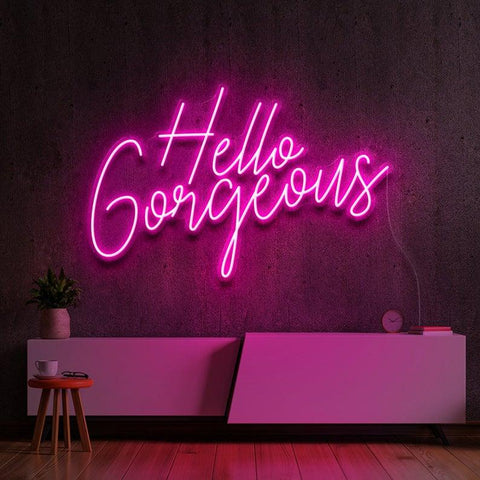 HELLO GORGEOUS Neon sign | Custom Neon Sign Lights Room Decor Bedroom wall decor home decor Personalized gifts | Free Dimmer | Free Delivery - Neon On Demand