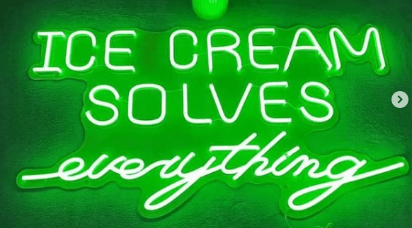 ICE CREAM SOLVES EVERYTHING Neon Sign for Home Decor-Custom Neon Sign - Neon On Demand