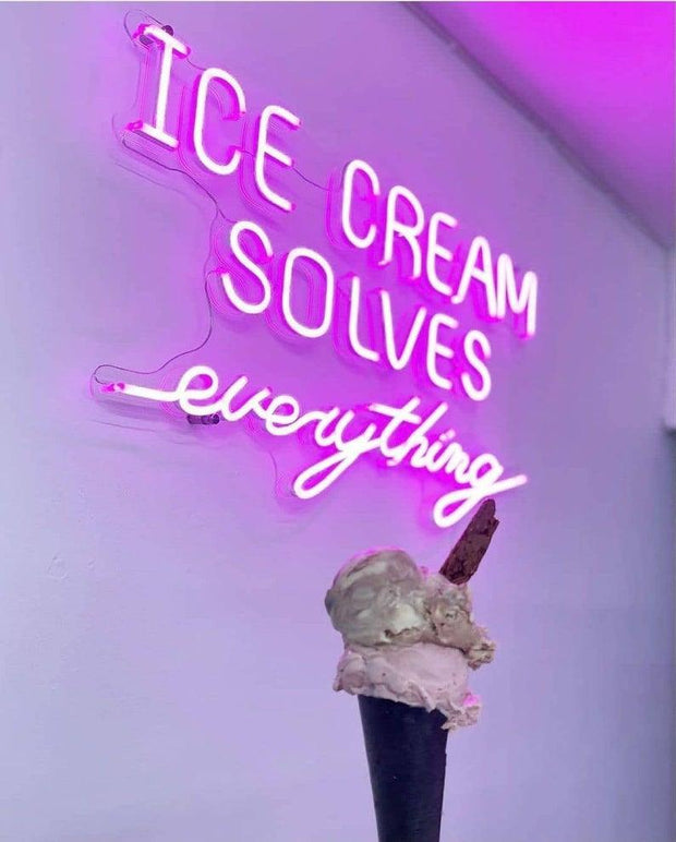 ICE CREAM SOLVES EVERYTHING Neon Sign for Home Decor-Custom Neon Sign - Neon On Demand