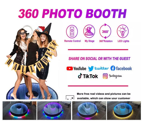 360 Photo Booth PRO - 115cm AUTOMATIC Metal Round Shape (360 camera booth,  360 video booth) - 360PhotoBoothPRO