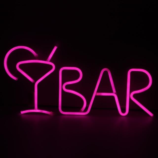 Neon Light BAR Letters Shaped LED Neon Light Shop Signs Lights With Re