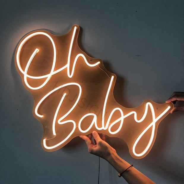 Oh Baby Baby Shower Gender Reveal Custom Party Neon Sign Flex Led Text Neon Light Sign Neon Led Custom Led Neon Sign Home Room Birthday - Neon On Demand