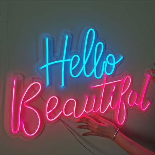 Personalized Custom Neon Sign Light logo Hello beautiful Led Flex Visual Artwork - Neon On Demand