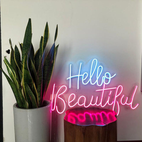 Personalized Custom Neon Sign Light logo Hello beautiful Led Flex Visual Artwork - Neon On Demand